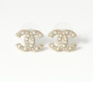 DOUBLE C MOP GOLD STUD EARRINGS