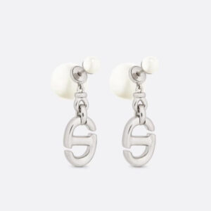 CD DROP PEARL TRIBALES EARRINGS SILVER