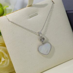 HAPPY HEART WHITE MOP NECKLACE SILVER DIAMOND