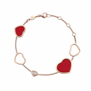 HAPPY HEART CARNELIAN PINK GOLD BRACELET