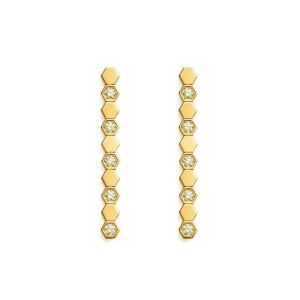 BEE LOVE GOLD DIAMOND LONG EARRINGS