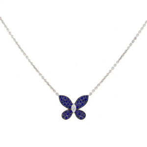 BUTTERFLY BLUE DIAMOND PAVED NECKLACE