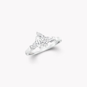 PROMISE PEAR SHAPE SILVER DIAMOND ENGAGEMENT RING