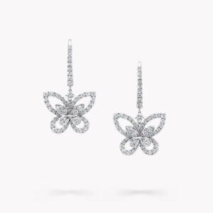 DOUBLE BUTTERFLY SILHOUETTE SILVER DIAMOND EARRINGS