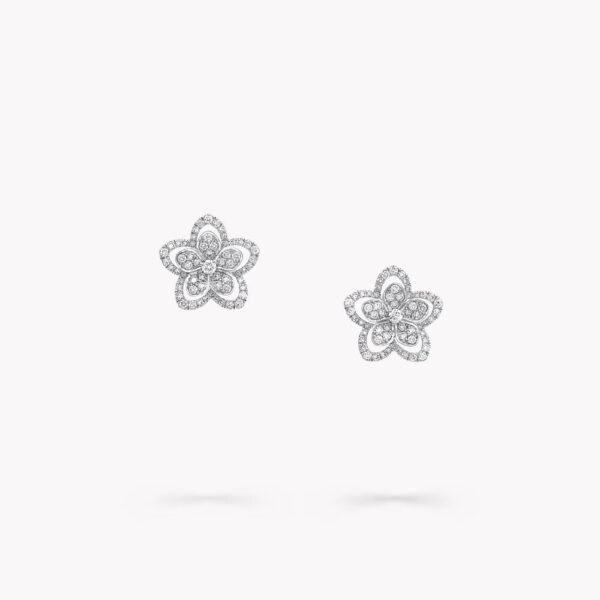 WILD FLOWER SILVER DIAMOND STUD EARRINGS