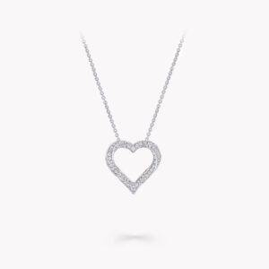 SPIRAL HEART SILHOUETTE PAVED SILVER DIAMOND NECKLACE