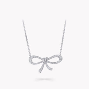 TILDA BOW MINI SILVER DIAMOND NECKLACE