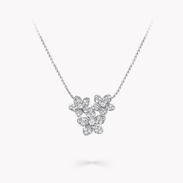 WILD FLOWER SILVER DIAMOND CLUSTER NECKLACE