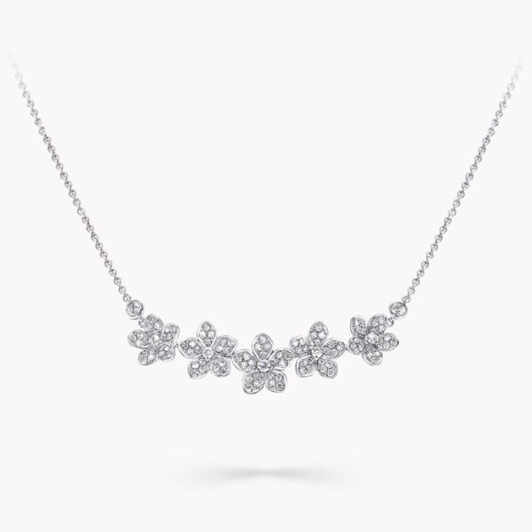 WILD FLOWER SILVER DIAMOND LINE NECKLACE