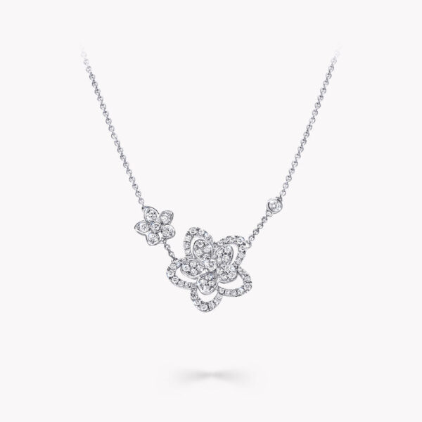 WILD FLOWER DOUBLE SILVER DIAMOND NECKLACE