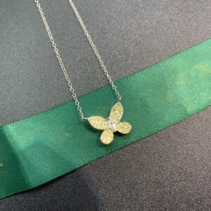 BUTTERFLY YELLOW DIAMOND PAVED NECKLACE