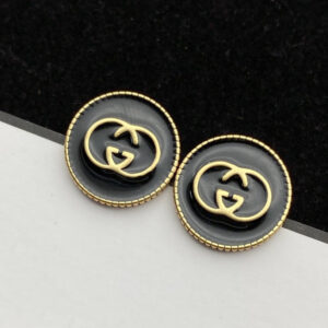 GG ONYX STUD GOLD EARRINGS