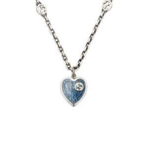 GG HEARTS STERLING SILVER BLUE ENAMEL PENDANT NECKLACE