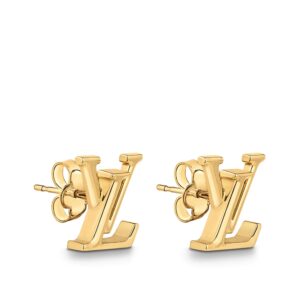 LV LOGO GOLD STUD EARRINGS