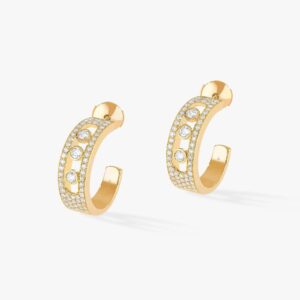 CREOLES MOVE PAVED PINK GOLD DIAMOND EARRINGS