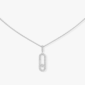 MOVE UNO LM SILVER DIAMOND PAVED NECKLACE