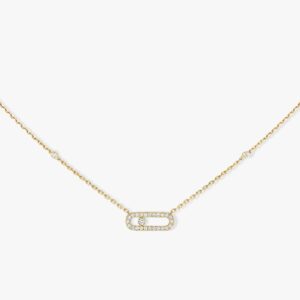 MOVE UNO PAVED SILVER DIAMOND NECKLACE