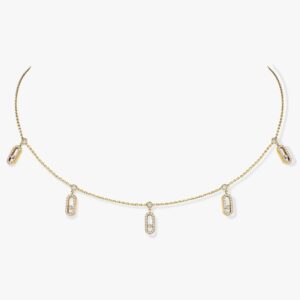 CHOKER MOVE UNO PAMPILLE PAVED GOLD DIAMOND NECKLACE