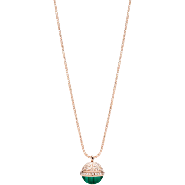 POSSEISSION DIAMOND PINK GOLD MALACHITE NECKLACE