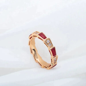 SERPENTI RING ROSE GOLD CARNELIAN DIAMOND 3MM