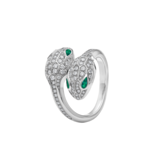 SERPENTI RING MALACHITE DIAMOND DOUBLE SNAKE