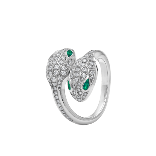 SERPENTI RING MALACHITE DIAMOND DOUBLE SNAKE