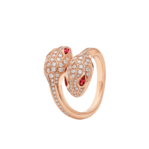 SERPENTI RING PINK DIAMOND DOUBLE SNAKE