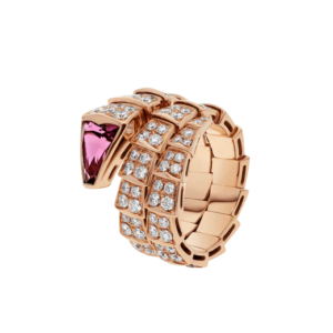 SERPENTI RING ROSE GOLD DIAMOND PINK DOUBLE ROW