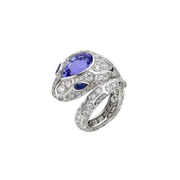 SERPENTI RING AGATE SILVER DIAMOND SNAKE