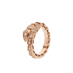 SERPENTI RING ROSE GOLD DIAMOND PAVED 4MM