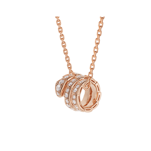 SERPENTI PINK GOLD NECKLACE DOUBLE RING DIAMOND