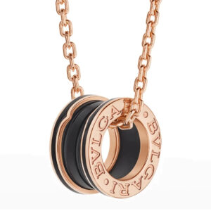 ZERO 1 BLACK CERAMIC ROSE GOLD NECKLACE