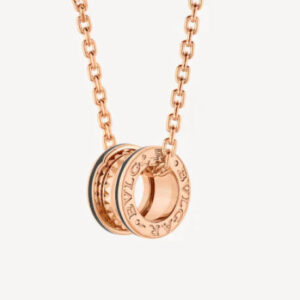 ZERO 1 ROCK PEDANT ROSE GOLD BLACK NECKLACE