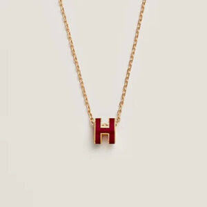 HM CLIC RED ENAMEL GOLD NECKLACE