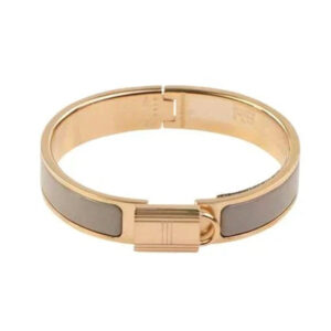 H LOCK GREY PINK GOLD BRACELET 12MM