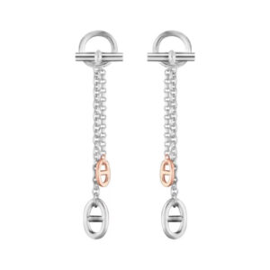 HM CHAINE D'ANCRE TWO-COLOR SILVER-PINK GOLD EARRINGS