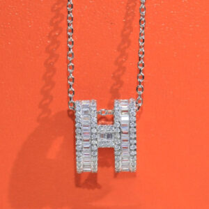 POP H SILVER FULL DIAMOND NECKLACE