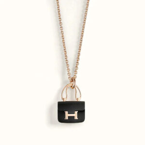 CONSTANCE BLACK PEDANT ROSE GOLD NECKLACE