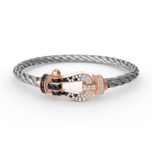 FORCE LARGE HORSESHOE BLACK WHITE DIAMOND BRACELET ROSE GOLD