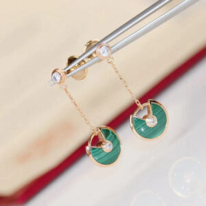 AMULETTE DROP EARRINGS MALACHITE ROSE GOLD