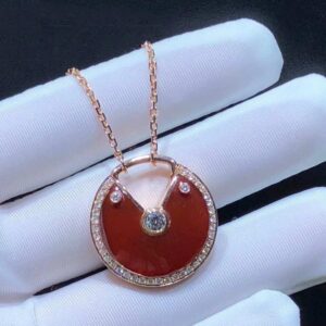 AMULETTE GOLD 2 DIAMOND CARNELIAN NECKLACE