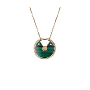 AMULETTE ROSE GOLD 2 DIAMOND MALACHITE NECKLACE