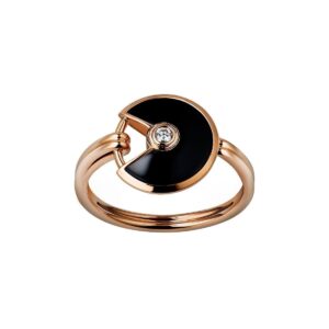 AMULETTE ONYX RING ROSE GOLD DIAMOND