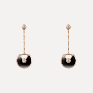 AMULETTE DROP EARRINGS ONYX ROSE GOLD