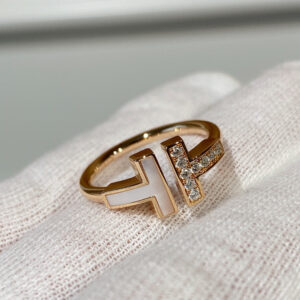 T WIRE MOP DIAMOND RING ROSE GOLD