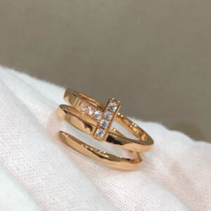 T WIRE DOUBLE ROWS RING ROSE GOLD