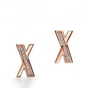 X EARRINGS ROSE GOLD DIAMONDS