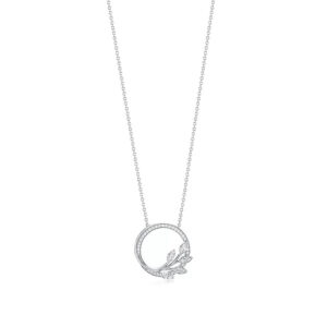 DIAMOND VINE CIRCLE PENDANT PLATINUM NECKLACE