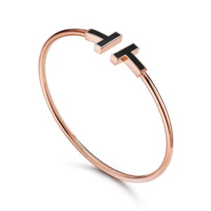 T BRACELET 1.8MM ONYX ROSE GOLD