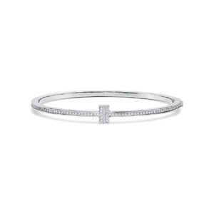 T BRACELET SILVER DIAMOND PAVED